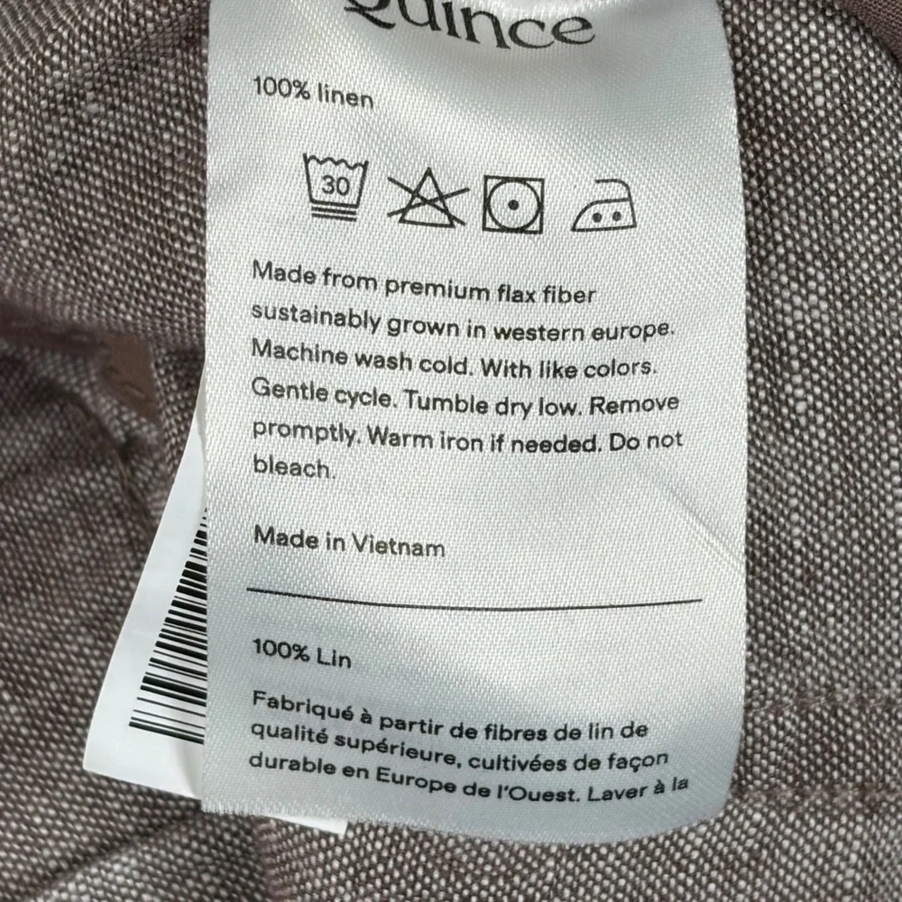 Quince 100% European Linen Pants Taupe Brown Chambray Wide Leg Large LB136795